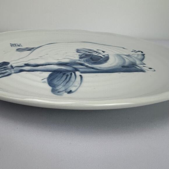 Fugu Pufferfish Vintage Japanese Ceramic Plate Handpainted Collectible 12 inch - Picture 12 of 16